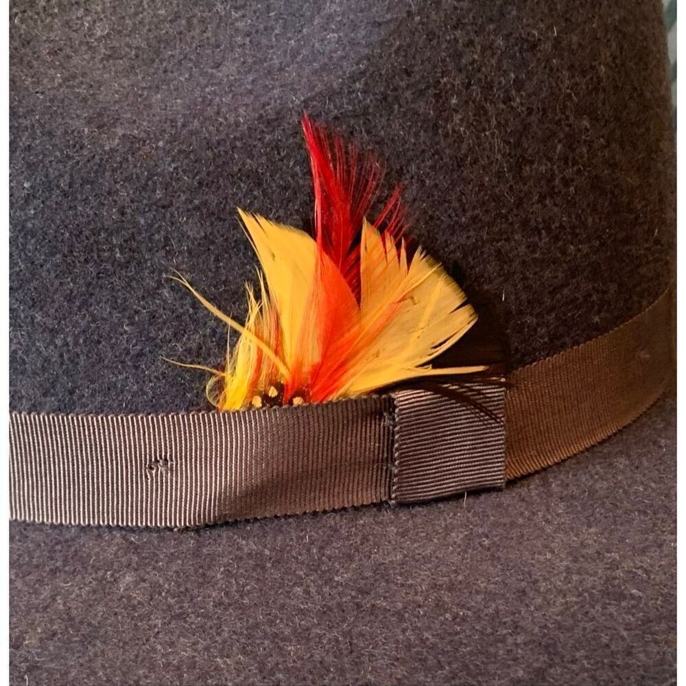 Bruno Capelo Australian Wool blue feather MONARCH fedora HAT sz M - Picture 2 of 10
